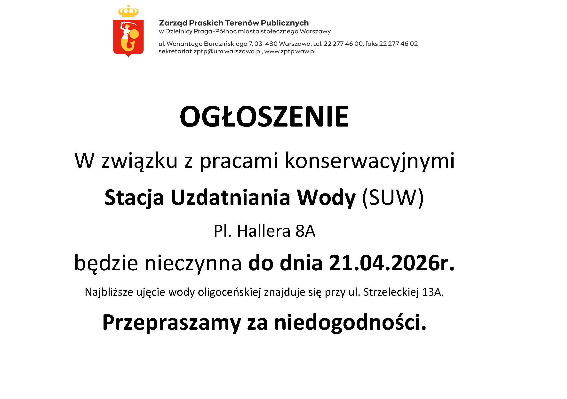 Informacja o stacji uzdatniania wody